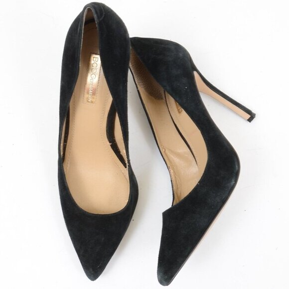 BCBGeneration Black Suede Pointy Toe Stiletto Slip-on Heels Women's 8.5 - Picture 5 of 8